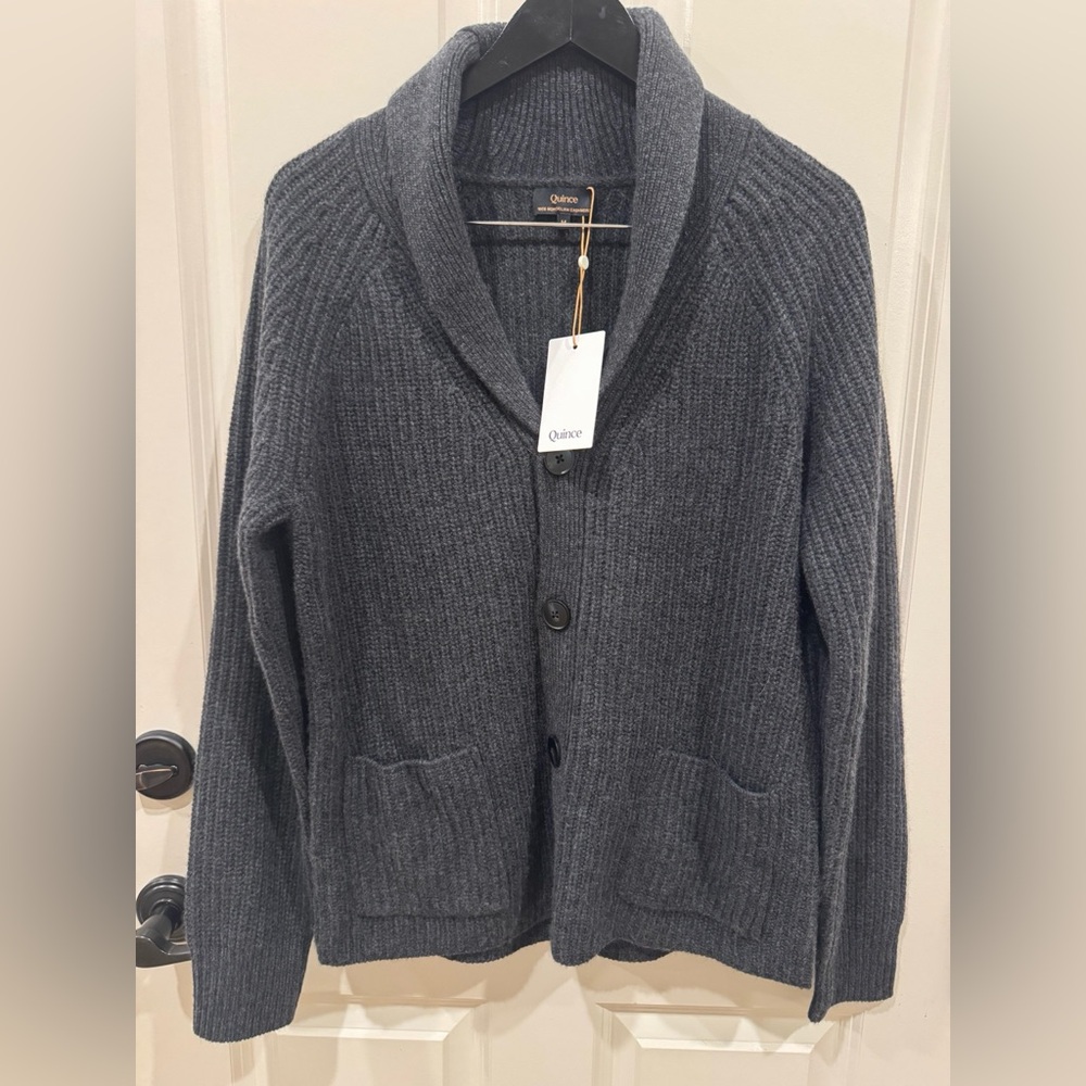 Quince 100% Mongolian Cashmere Shawl Collar Mens size Medium Cardigan Sweater - Picture 9 of 14